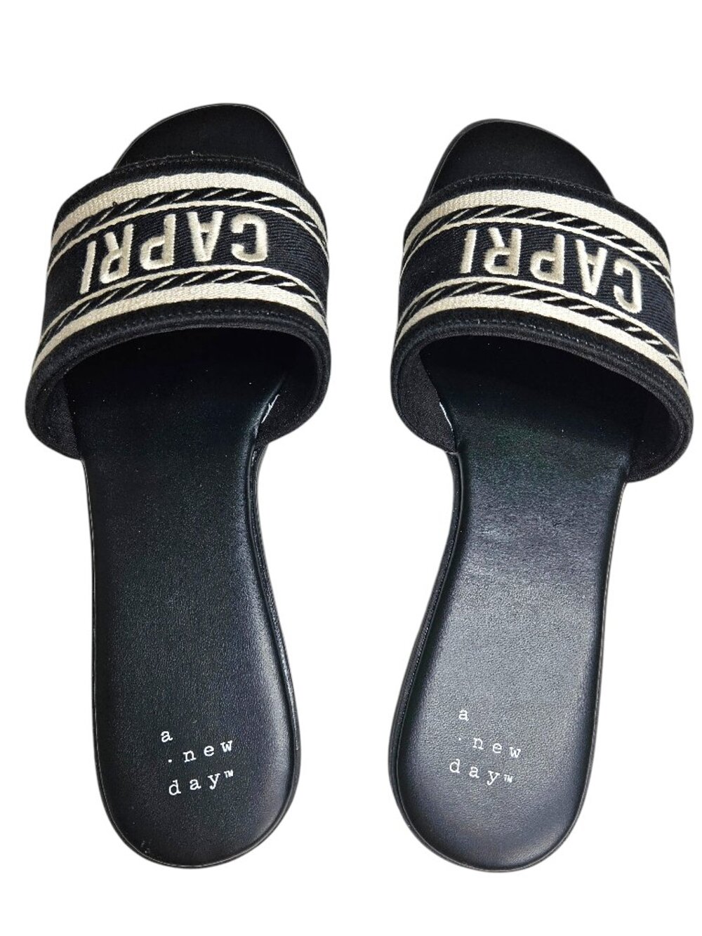 Capri Black and Cream Sandals, Size 8.5, A New Day, Cushioned Footbed, NWOT - Picture 7 of 13